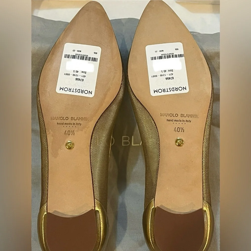 Manolo blahnik Hangisi Chrystal Buckle Gold Mesh Flats, 50th anniversary, NEW - Picture 14 of 17